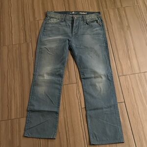 7 For All Mankind Men's Straight Jeans in Faded Blue